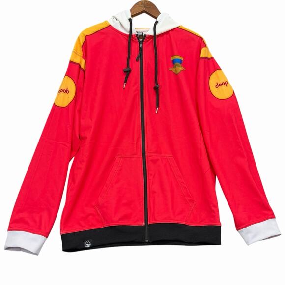 Drunk Munk Hero Hoodie Mens Sz M Red Yellow Doop Zip Up Cosplay Jacket Superhero - Picture 2 of 9